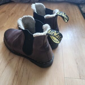 Dr. Martens Brown Leather Boots with Shearling Trim